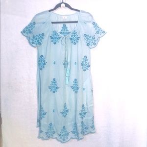Lula Soul scalloped edge cotton embroidered breezy summer dress. India XS